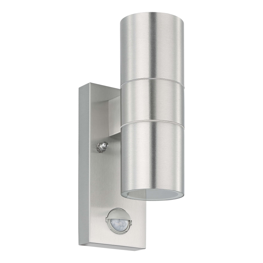 Eglo 79594- LED Vanjska zidna svjetiljka sa senzorom ARAPONGAS 2xGU10/2,8W/230V IP44 mat krom