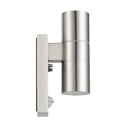 Eglo 79594 - LED vanjsko zidno svjetlo sa senzorom ARAPONGAS 2xGU10/2,8W/230V IP44 mat krom
