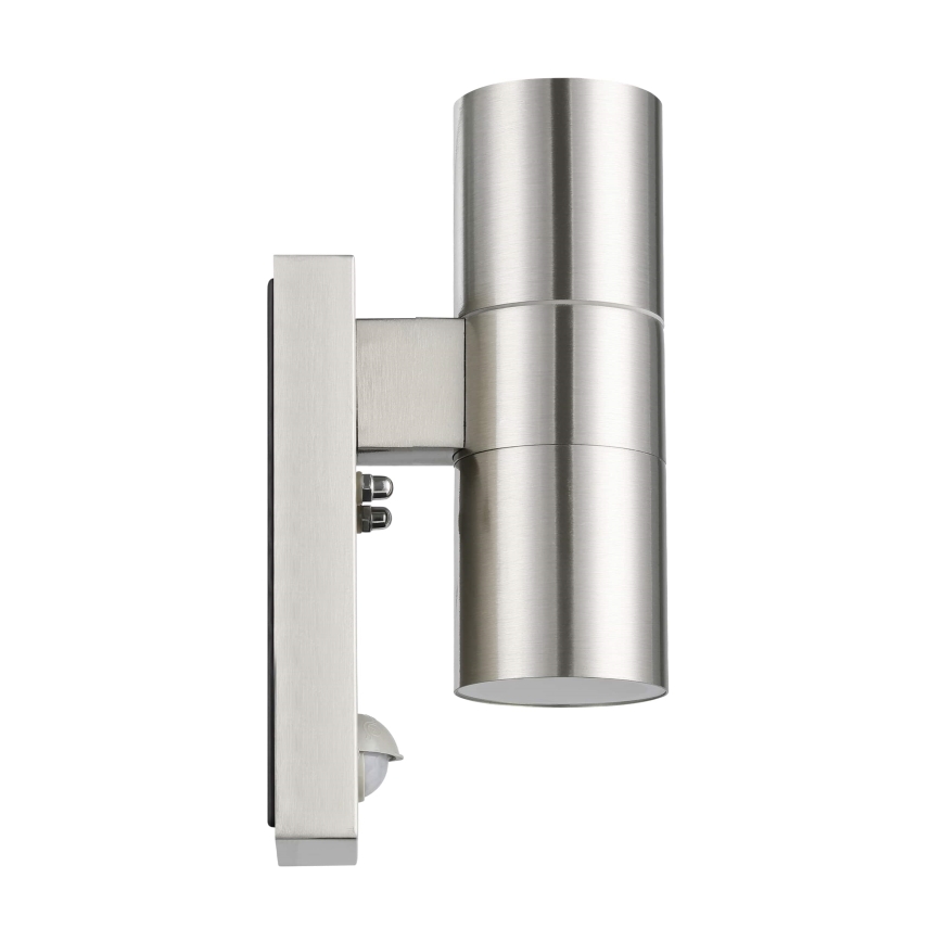 Eglo 79594 - LED vanjsko zidno svjetlo sa senzorom ARAPONGAS 2xGU10/2,8W/230V IP44 mat krom
