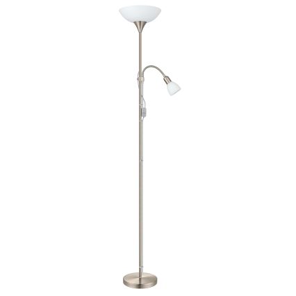 EGLO - Podna lampa 1xE27/60W + 1xE14/25W mat krom