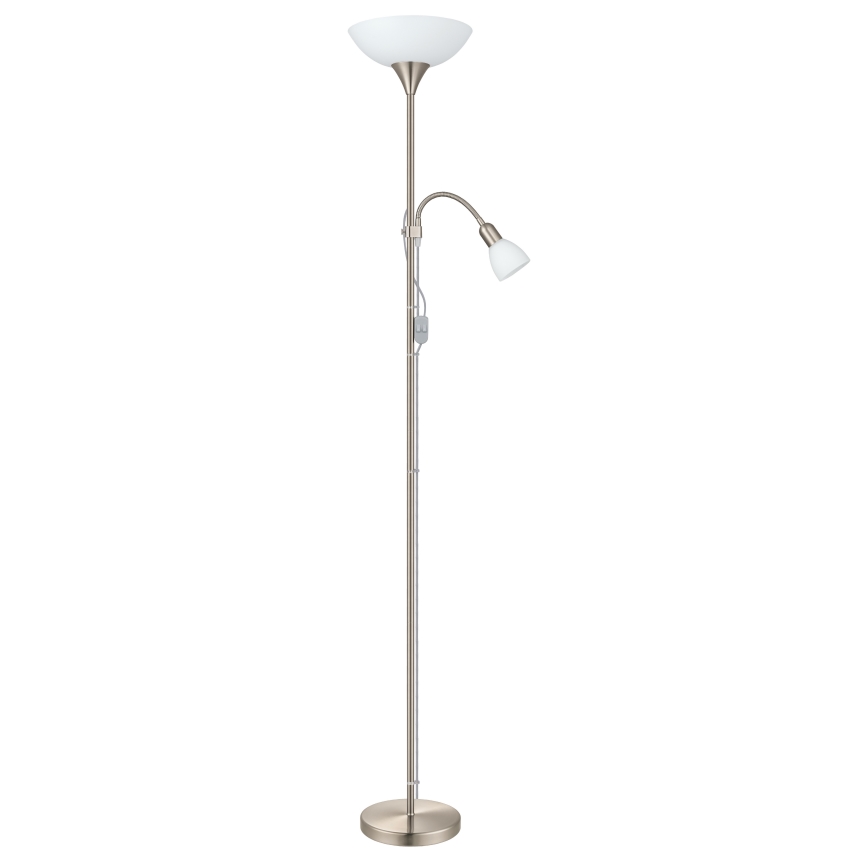 EGLO - Podna lampa 1xE27/60W + 1xE14/25W mat krom