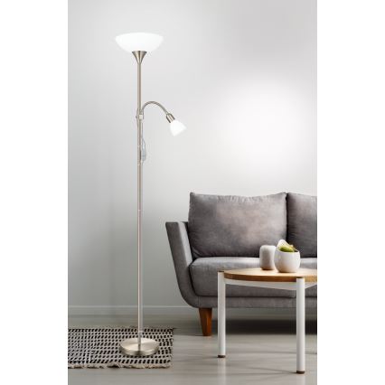 EGLO - Podna lampa 1xE27/60W + 1xE14/25W matni krom