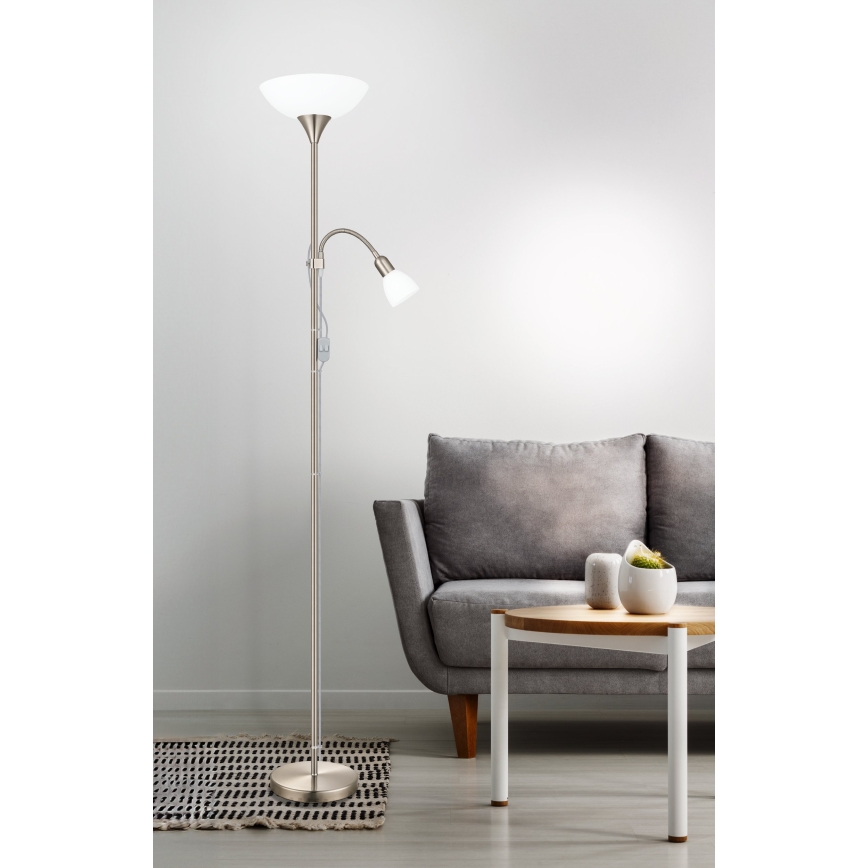 EGLO - Podna lampa 1xE27/60W + 1xE14/25W matni krom