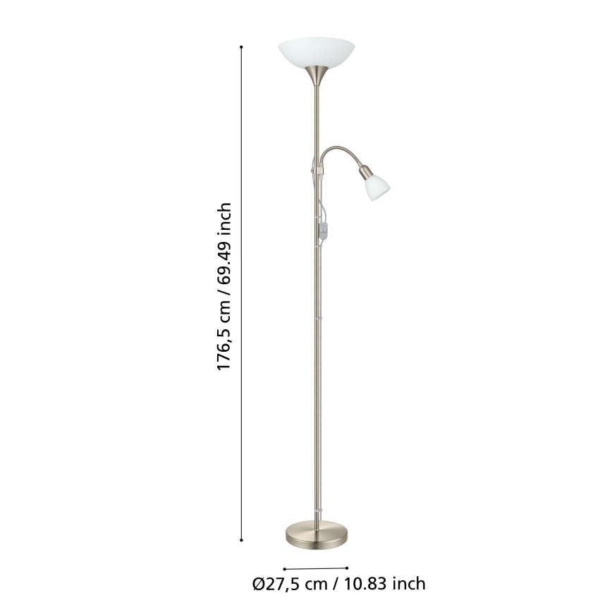 EGLO - Podna lampa 1xE27/60W + 1xE14/25W matni krom