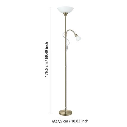 EGLO - Podna lampa 1xE27/60W + 1xE14/25W mesing