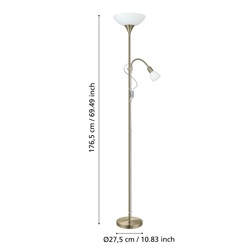 EGLO - Podna lampa 1xE27/60W + 1xE14/25W mesing