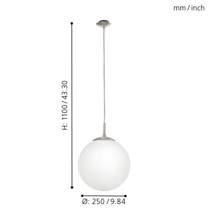EGLO - Luster na sajli 1xE27/60W/230V pr. 25 cm bijela