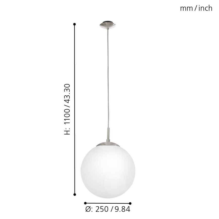 EGLO - Luster na sajli 1xE27/60W/230V pr. 25 cm bijela