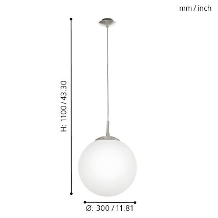 EGLO - Luster na sajli 1xE27/60W/230V pr. 30 cm bijela