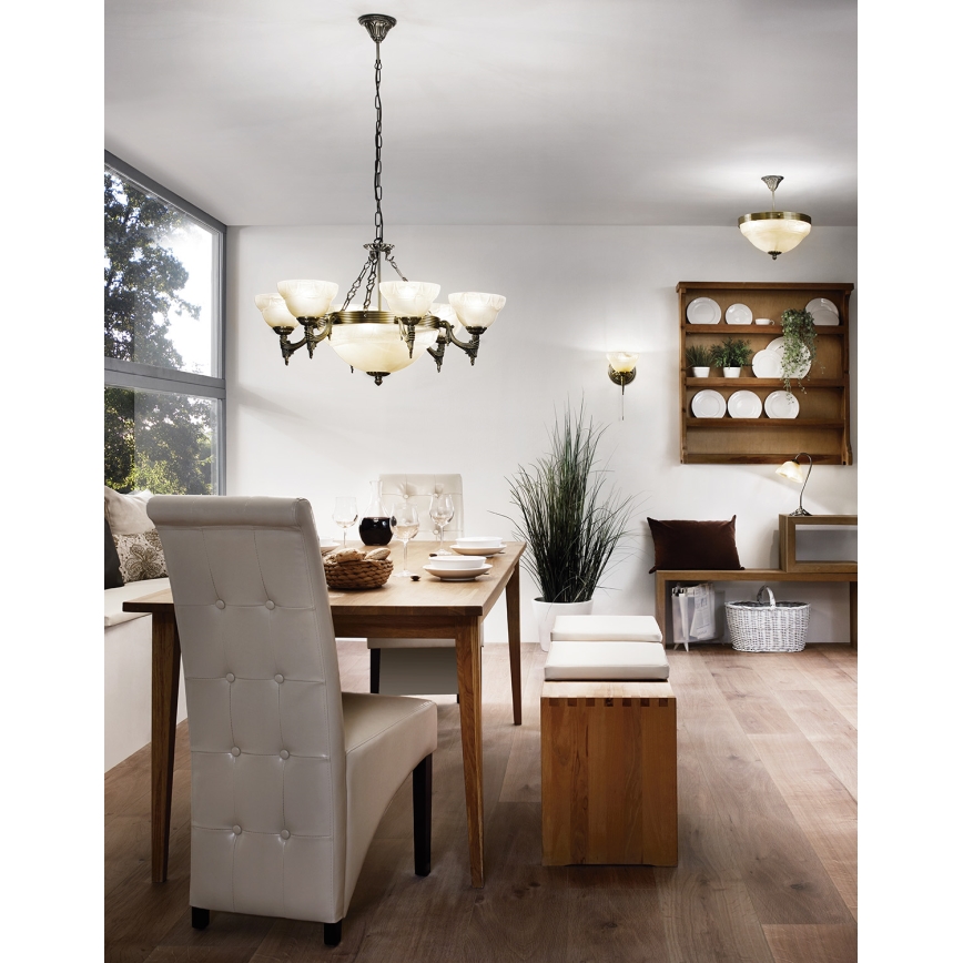 EGLO - Luster na lancu 9xE14/60W alabastarsko staklo