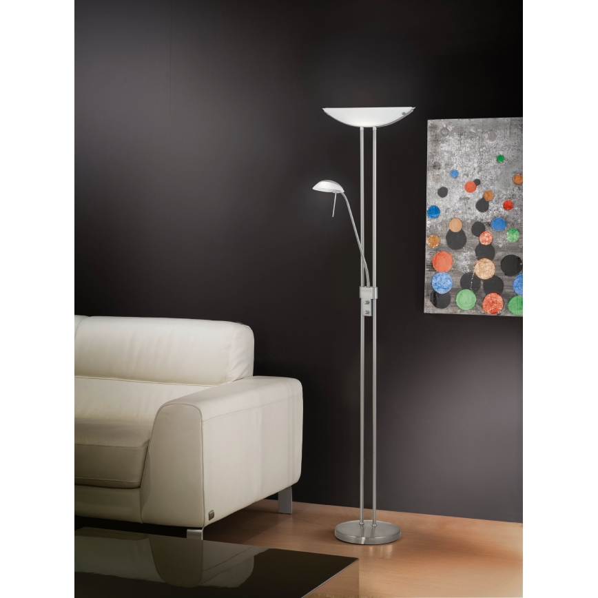 EGLO - Prigušiva podna lampa BAYA 1xR7s/230W+1xG9/33W mat krom