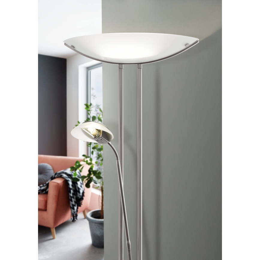 EGLO - Prigušiva podna lampa BAYA 1xR7s/230W+1xG9/33W mat krom