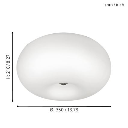 EGLO - Stropna svjetiljka OPTICA 2xE27/60W/230V opalno staklo pr. 35 cm