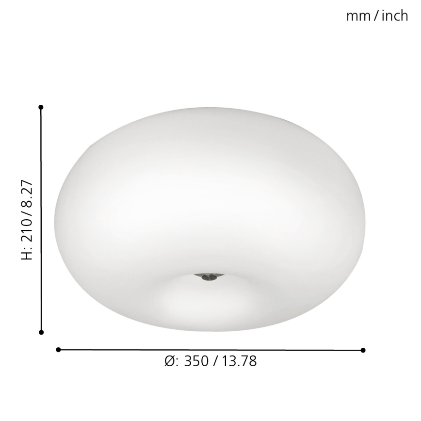 EGLO - Stropna svjetiljka OPTICA 2xE27/60W/230V opalno staklo pr. 35 cm