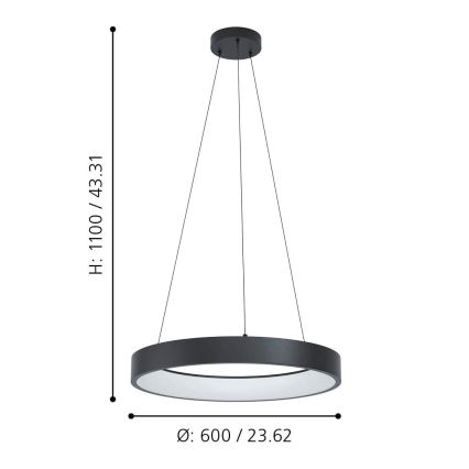 Eglo - LED RGBW Prigušivi luster na sajli LED/26W/230V 2700-6500K ZigBee