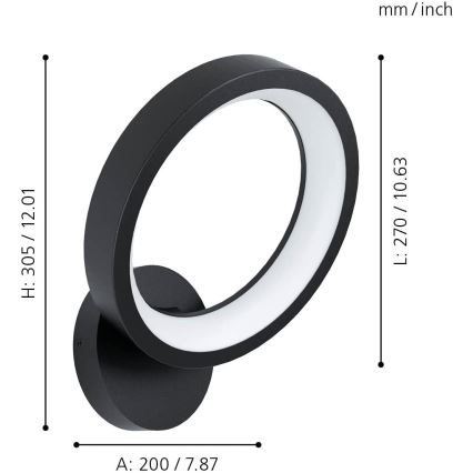 Eglo - LED RGBW Prigušiva zidna svjetiljka LED/16W/230V ZigBee