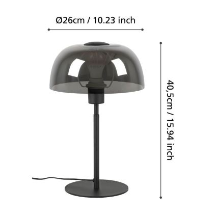 Eglo - Stolna lampa 1xE27/40W/230V crna/siva