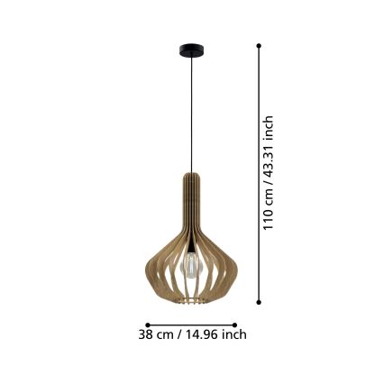 Eglo - Luster na sajli 1xE27/40W/230V pr. 38 cm bež