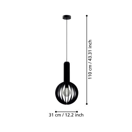 Eglo - Luster na sajli 1xE27/40W/230V pr. 31 cm crna