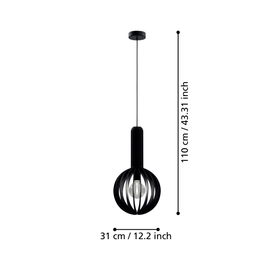 Eglo - Luster na sajli 1xE27/40W/230V pr. 31 cm crna