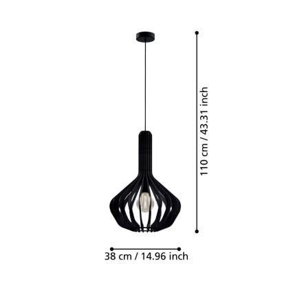Eglo - Luster na sajli 1xE27/40W/230V pr. 38 cm crna