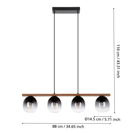 Eglo - Luster na sajli 4xE27/40W/230V