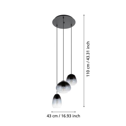 Eglo  - Luster na sajli 3xE27/40W/230V pr. 43 cm