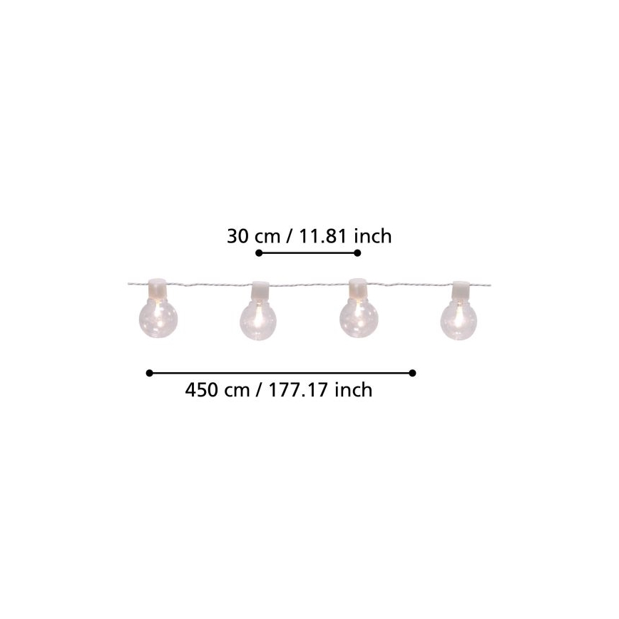 Eglo - LED Vanjski dekorativni lanac 16xLED/0,064W/24V IP44 bijela