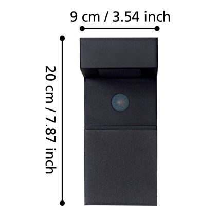 Eglo - LED vanjska solarna svjetiljka sa senzorom 18xLED/0,2W/3,7V 2200 mAh IP44