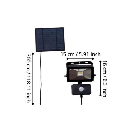 Eglo - LED Solarni reflektor sa senzorom 15xLED/0,03W/3,7V 2600 mAh IP44