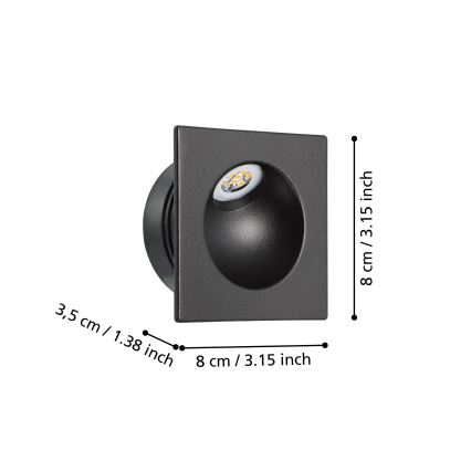 Eglo - LED Stubišna svjetiljka LED/2W/230V 3000K crna