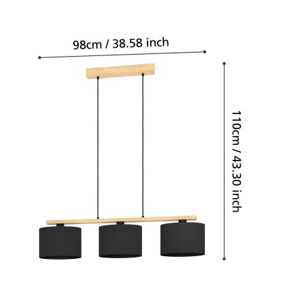 Eglo - Luster na sajli 3xE27/40W/230V