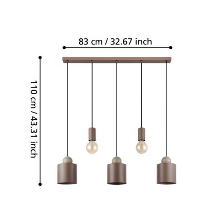 Eglo - Luster na sajli 5xE27/40W/230V