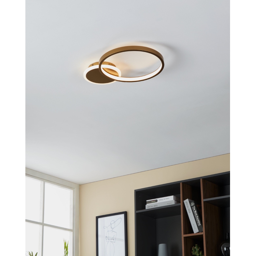 Eglo -LED Prigušiva stropna svjetiljka LED/15W/230V zlatna + daljinski upravljač