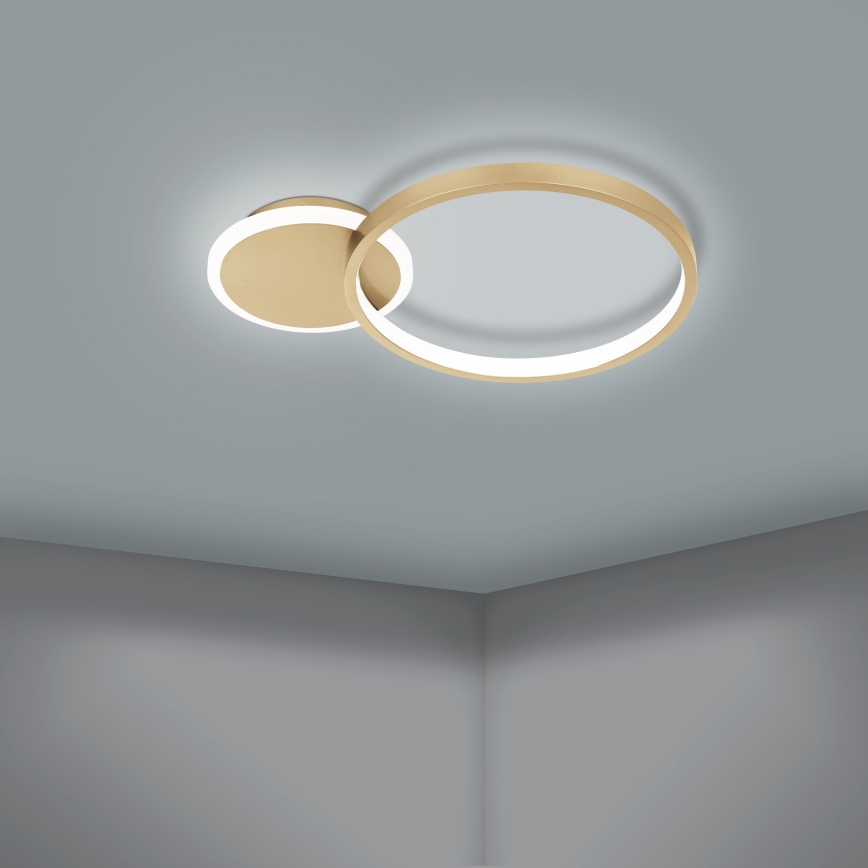 Eglo -LED Prigušiva stropna svjetiljka LED/15W/230V zlatna + daljinski upravljač