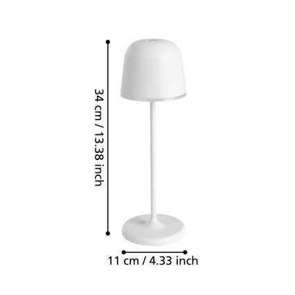 Eglo - LED Prigušiva vanjska punjiva lampa LED/2,2W/5V 1800 mAh siva IP54