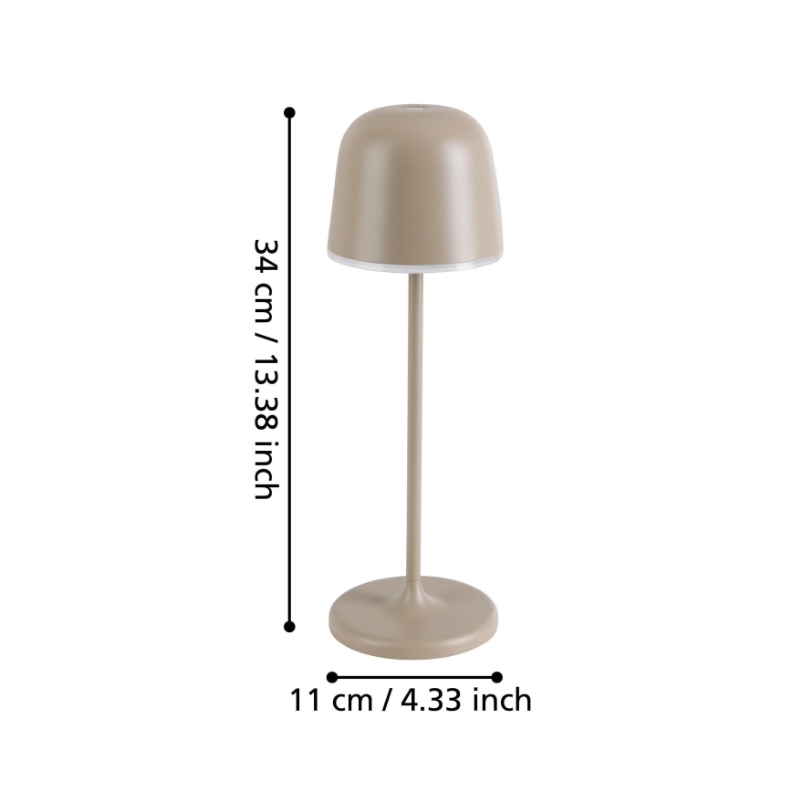 Eglo - LED Prigušiva vanjska punjiva lampa LED/2,2W/5V 1800 mAh bež IP54