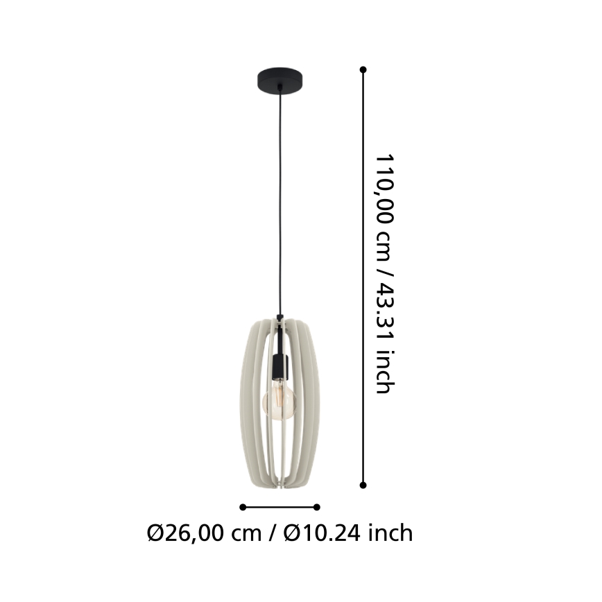 Eglo - Luster na sajli 1xE27/40W/230V krem