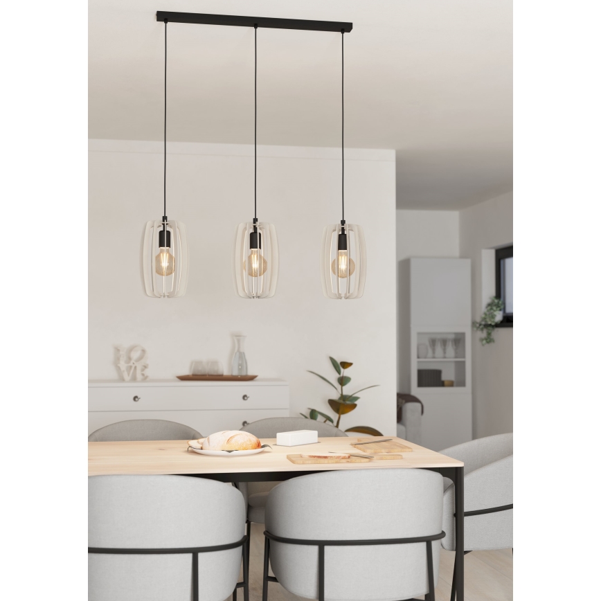 Eglo - Luster na sajli 3xE27/40W/230V krem