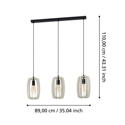 Eglo - Luster na sajli 3xE27/40W/230V krem