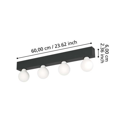 Eglo - Zidna svjetiljka 4xE27/40W/230V crna