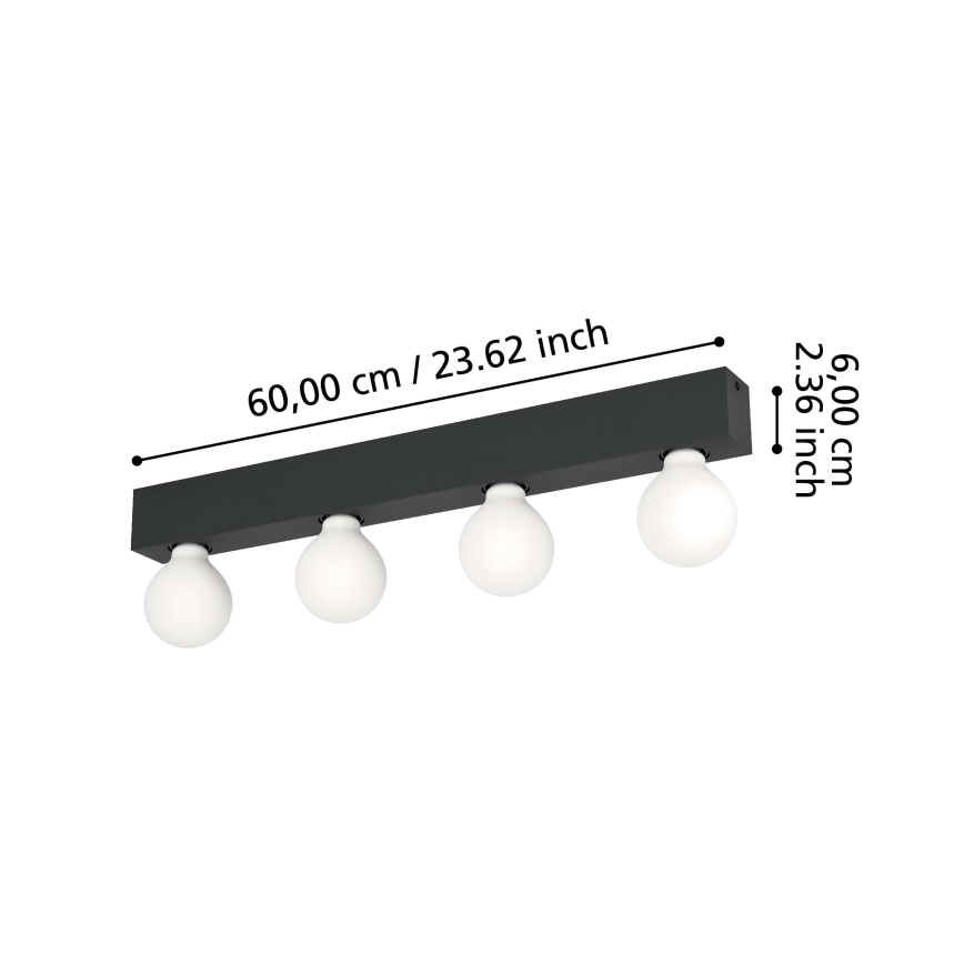 Eglo - Zidna svjetiljka 4xE27/40W/230V crna