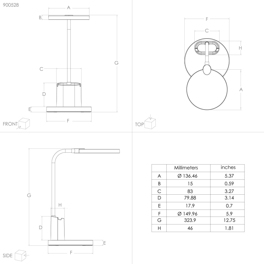 Eglo - LED Prigušiva stolna lampa LED/2,1W/5V 1500 mAh 3000-6500K crna