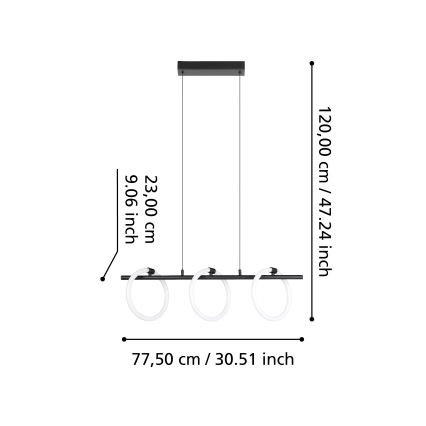 Eglo - LED Luster na sajli 3xLED/9W/230V