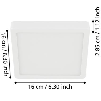 Eglo - LED stropno svjetlo za kupaonicu LED/11W/230V IP44 bijela 16x16 cm
