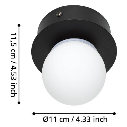 Eglo - LED Stropna svjetiljka za kupaonicu LED/3,3W/230V IP44 crna