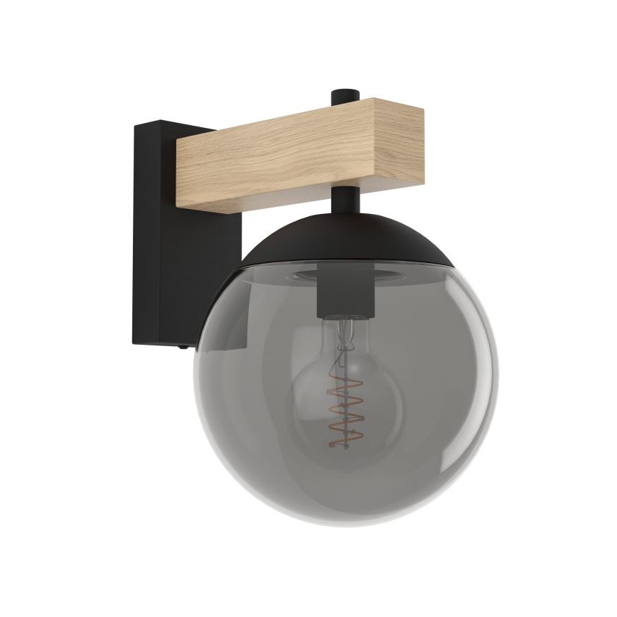 Eglo - Vanjska zidna svjetiljka 1xE27/40W/230V crna/drvo IP44