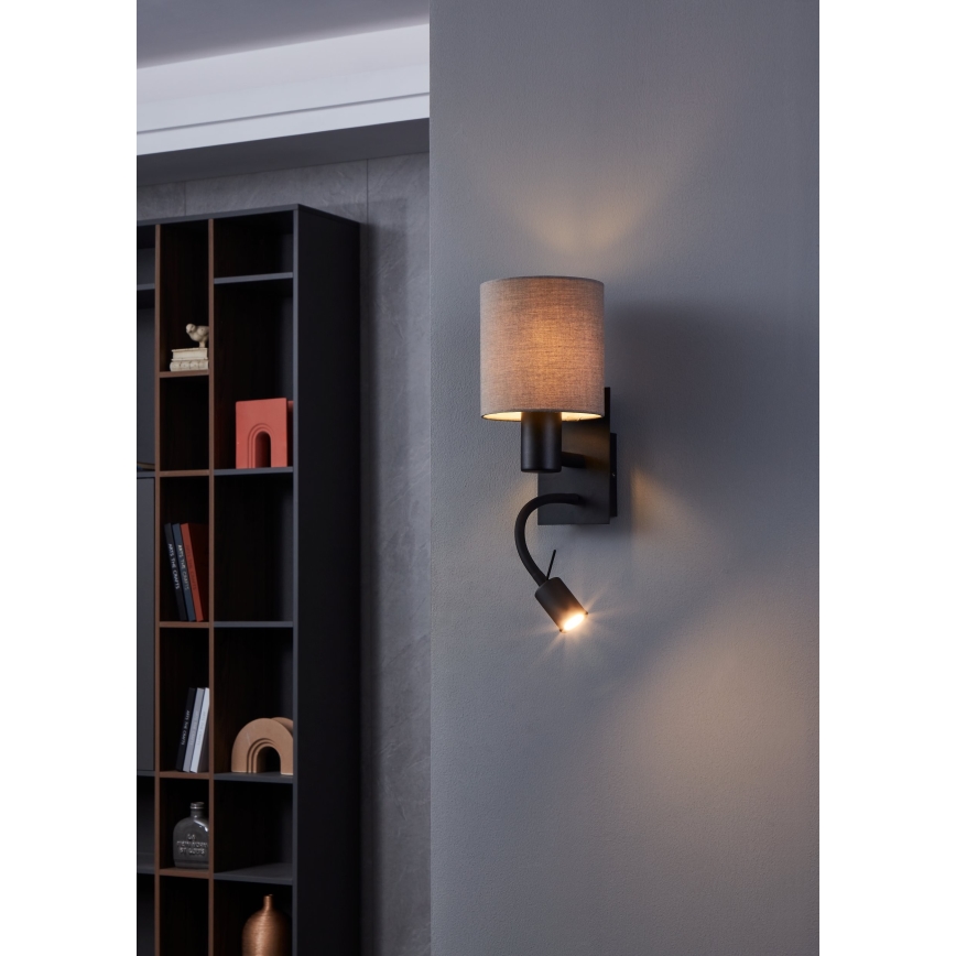 Eglo - LED Zidna svjetiljka 1xE27/40W/230V + LED/3,8W smeđa