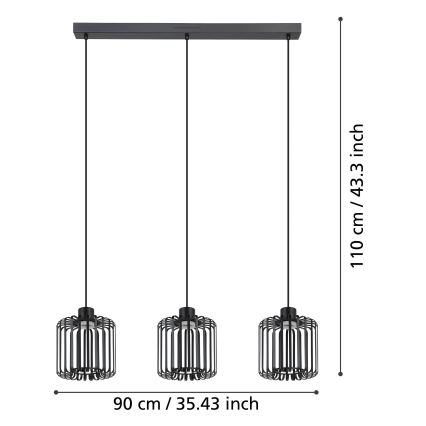 Eglo - LED RGBW prigušivački luster na užetu 3xLED/3,7W/230V 2700-6500K