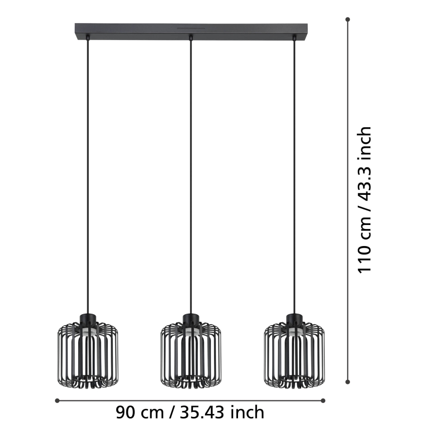 Eglo - LED RGBW prigušivački luster na užetu 3xLED/3,7W/230V 2700-6500K
